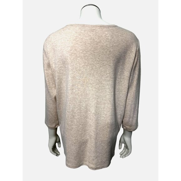 Alfred Dunner Vintage Cotton Polyester 3/4 Sleeve Sweater w Embroidery & Embelli - Picture 3 of 11